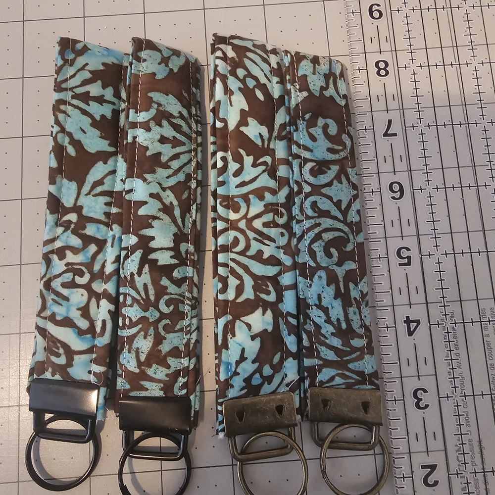 Brown and Turquoise Floral Key Fob Wristlets
